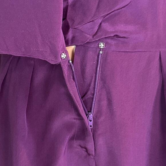 Rory Beca 100% Silk Purple Wrap Romper Short Sleeve Shorts Size Medium - Picture 9 of 13